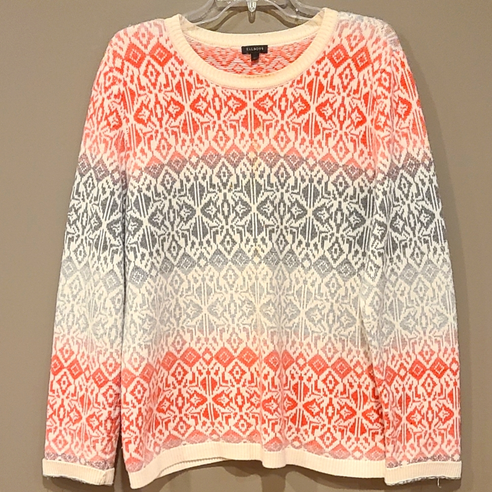 Snowflake Nordic Red Blue Sweater by Talbots XL